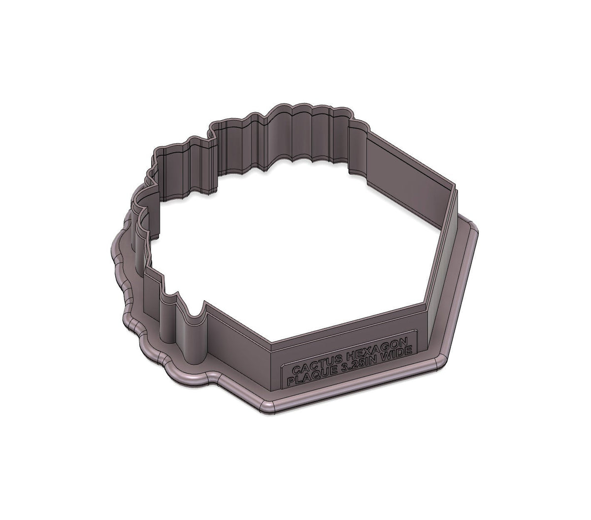 Cactus Floral Hexagon Plaque Cookie Cutter