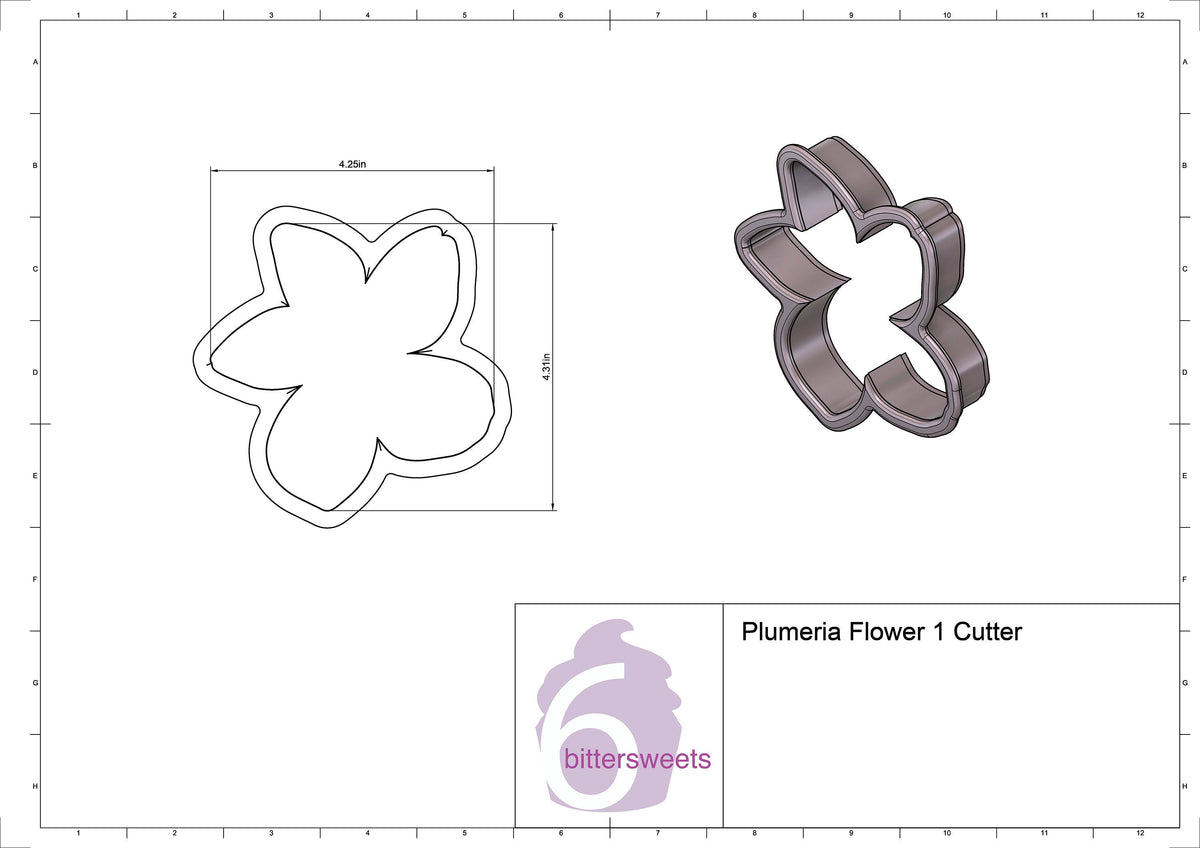 DIGITAL STL Download For Plumeria Flower 1 Cookie Cutter
