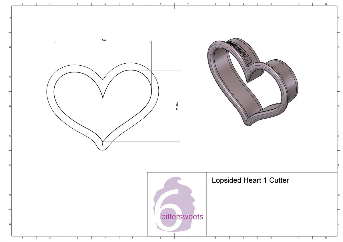 DIGITAL STL Download For Lopsided Heart 1 Cookie Cutter
