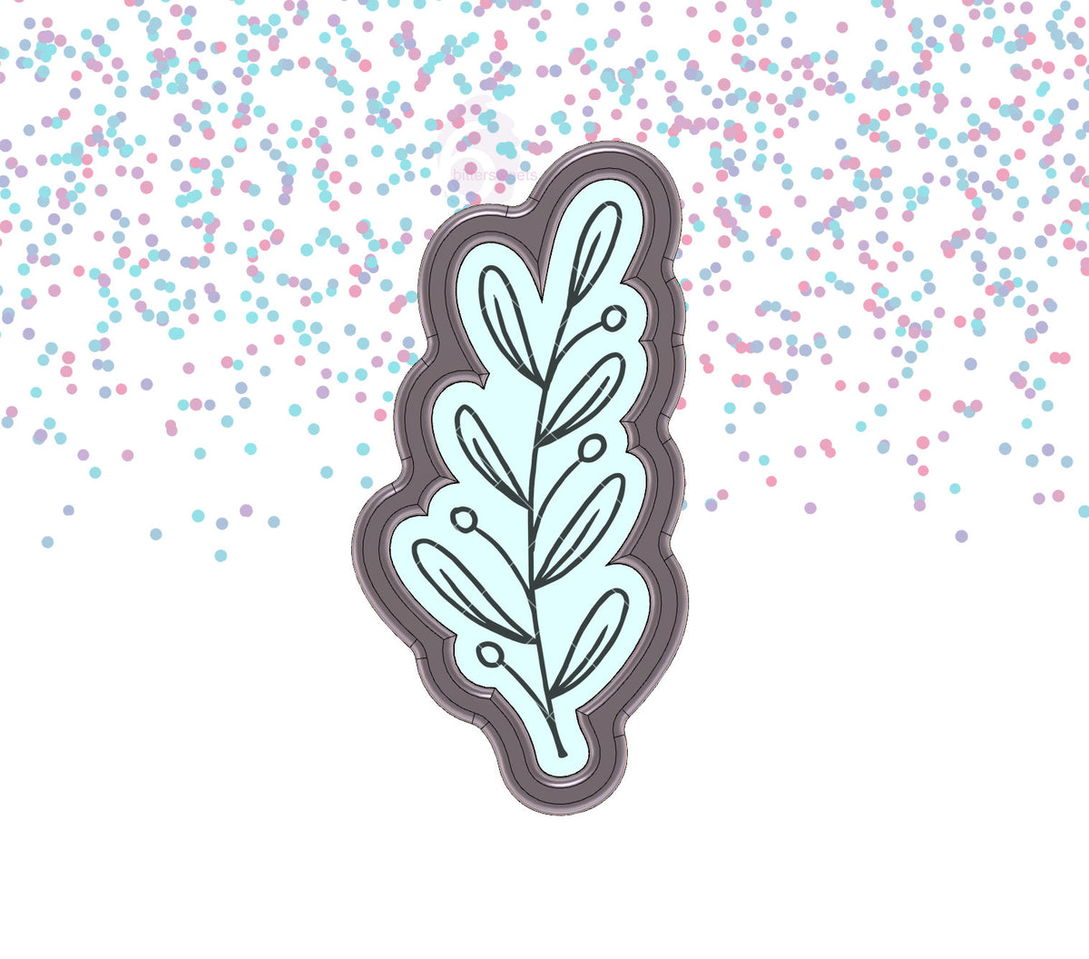 DIGITAL STL Download For Leaf &amp; Berry Branch 1 Cookie Cutter