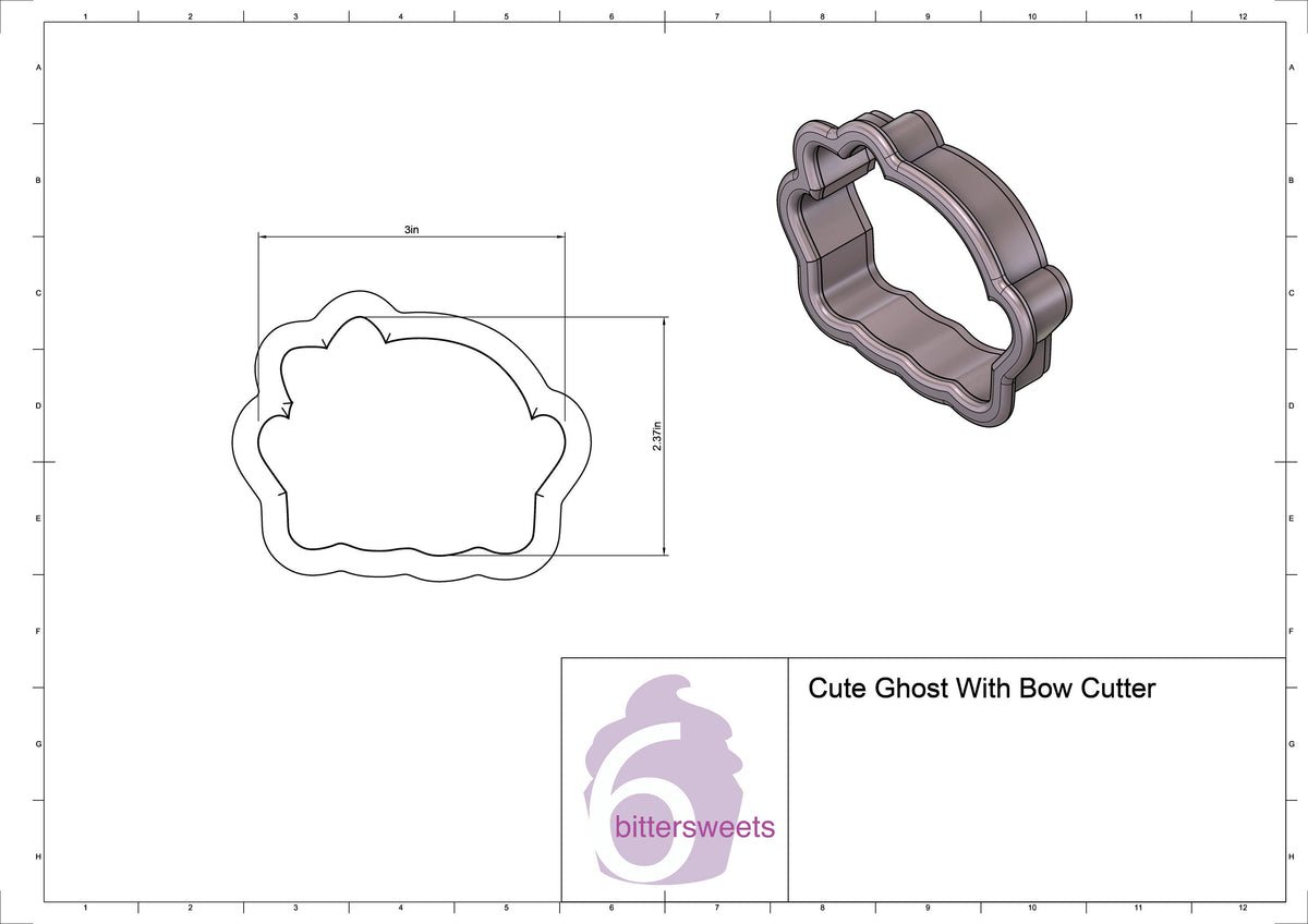 Cute Ghost With Bow Cookie Cutter