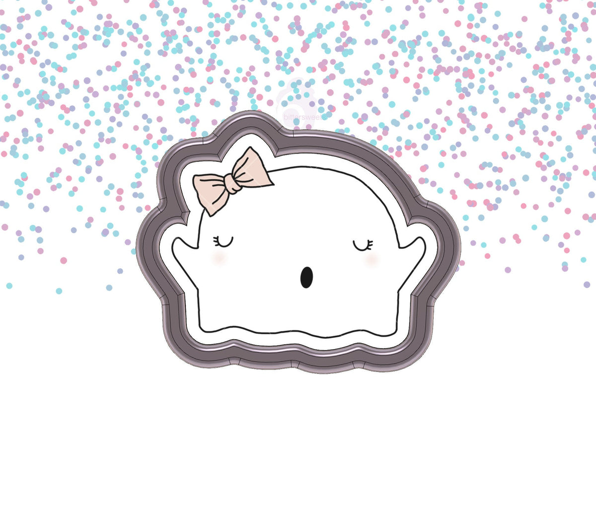 Cute Ghost With Bow Cookie Cutter