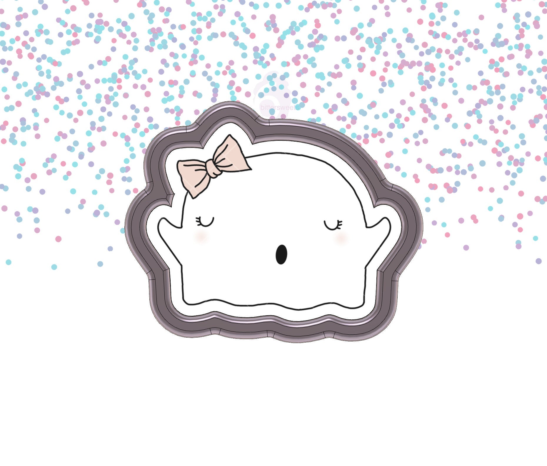 Cute Ghost With Bow Cookie Cutter