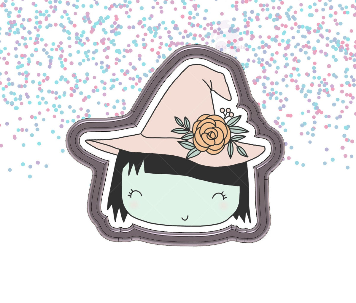 Cute Witch With Floral Hat Cookie Cutter