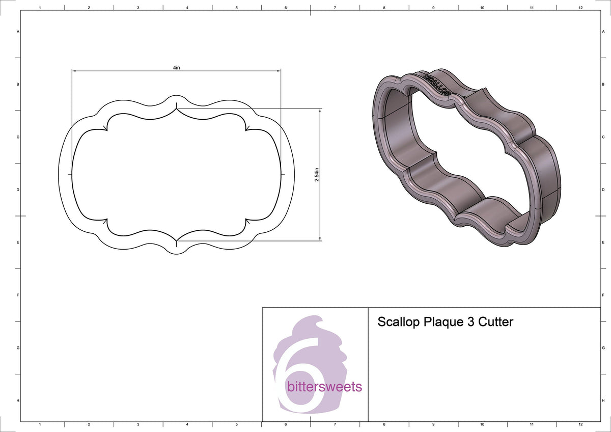 DIGITAL STL Download For Scallop Plaque 3 Cookie Cutter