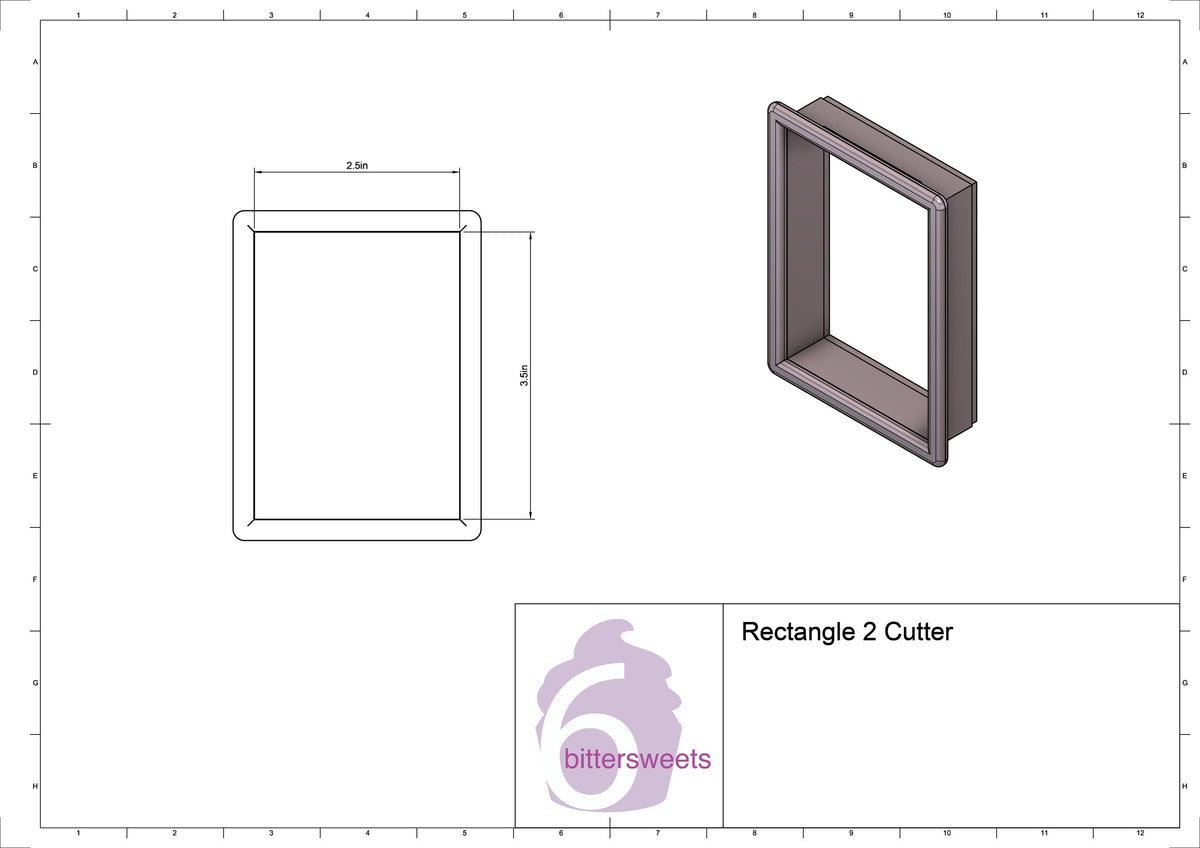 DIGITAL STL Download For Rectangle 2 Cookie Cutter