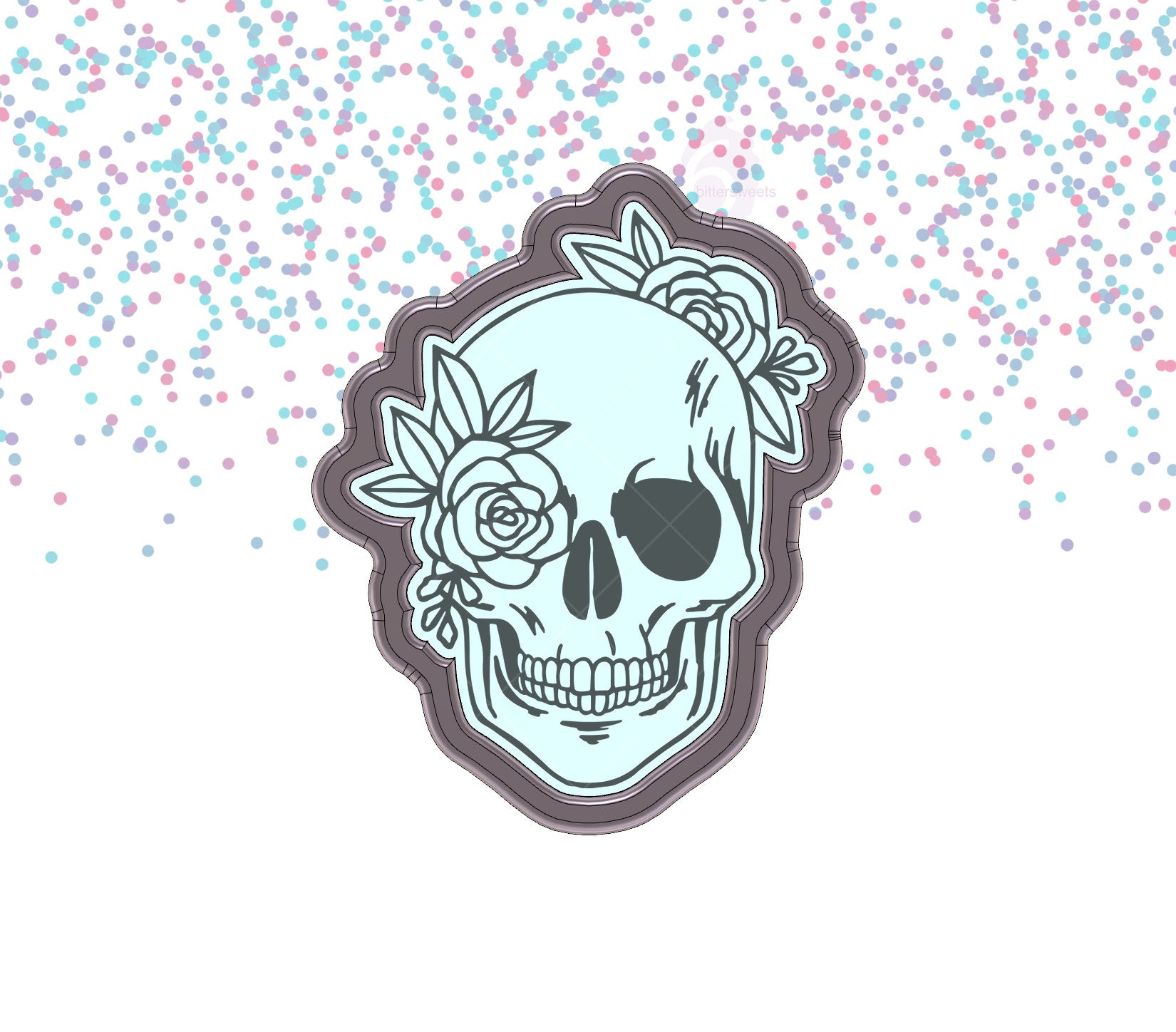 DIGITAL STL Download For Floral Skull 1 Cookie Cutter