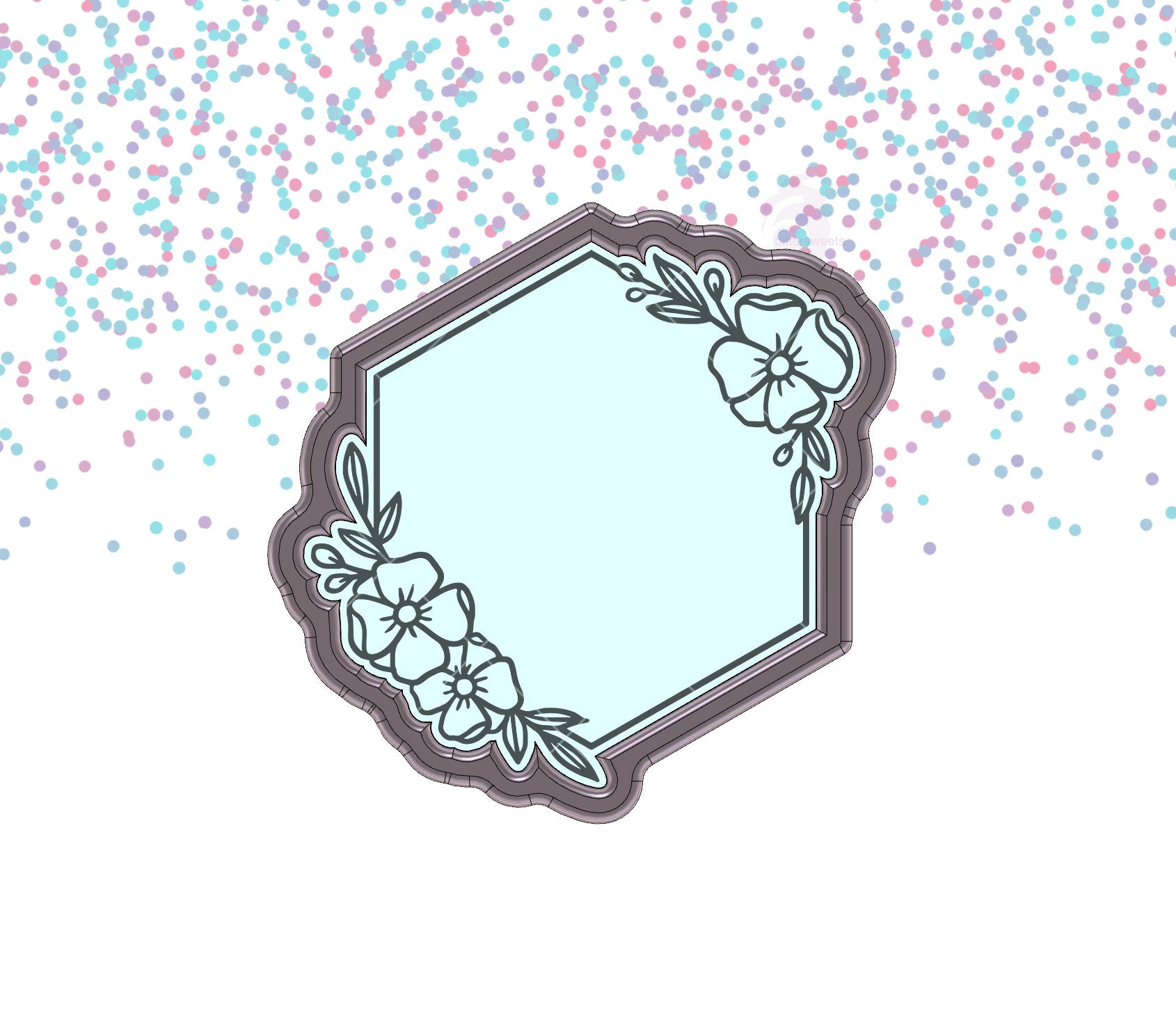 Floral Hexagon Plaque 1 Cookie Cutter