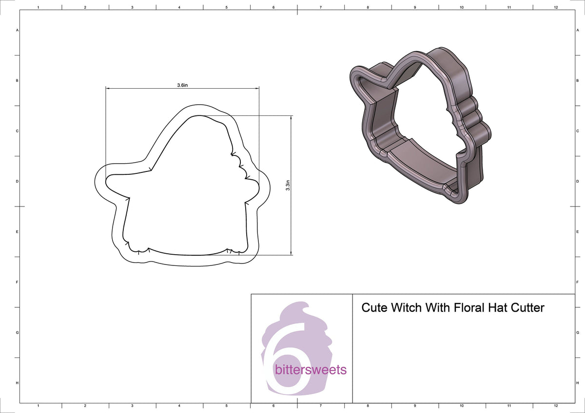 Cute Witch With Floral Hat Cookie Cutter
