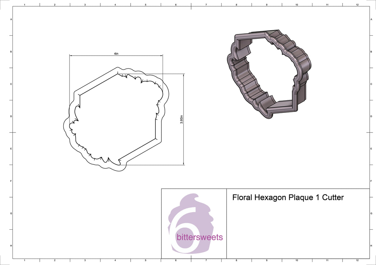 Floral Hexagon Plaque 1 Cookie Cutter