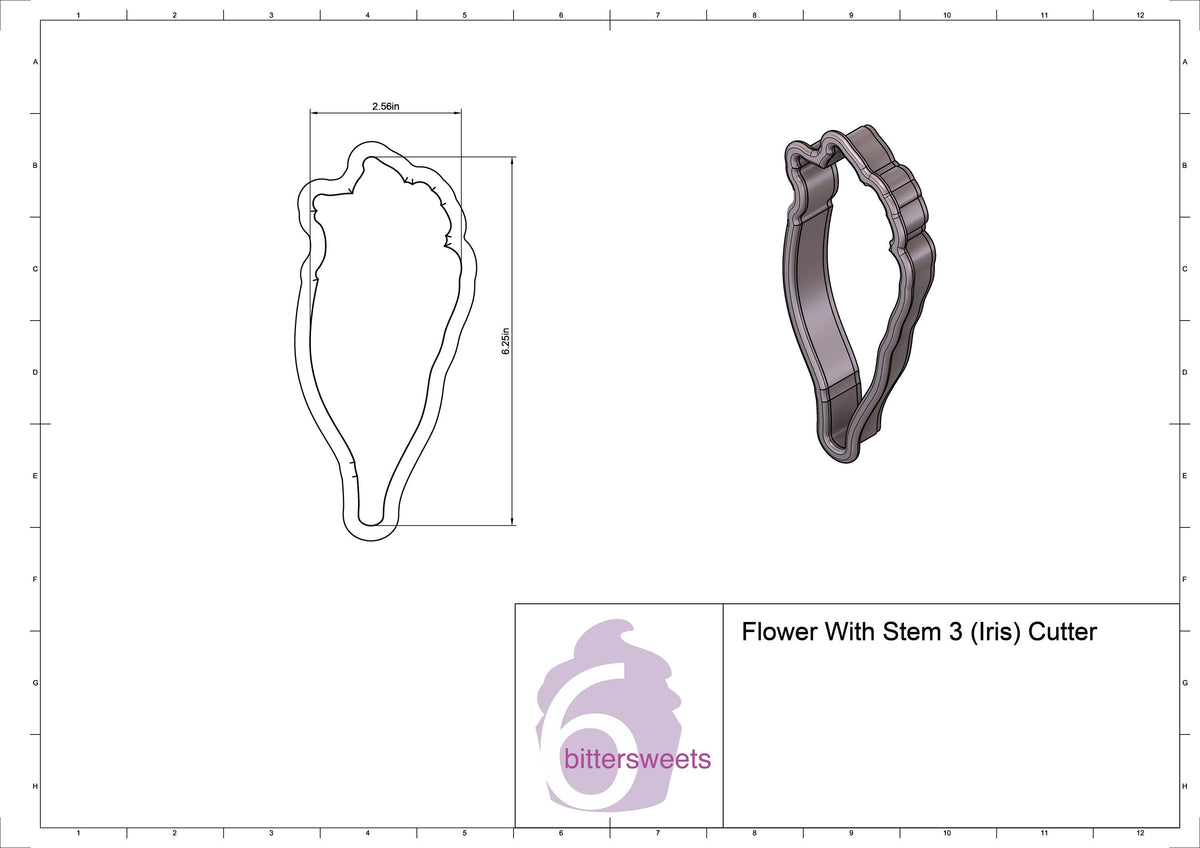 DIGITAL STL Download For Iris With Stem Cookie Cutter