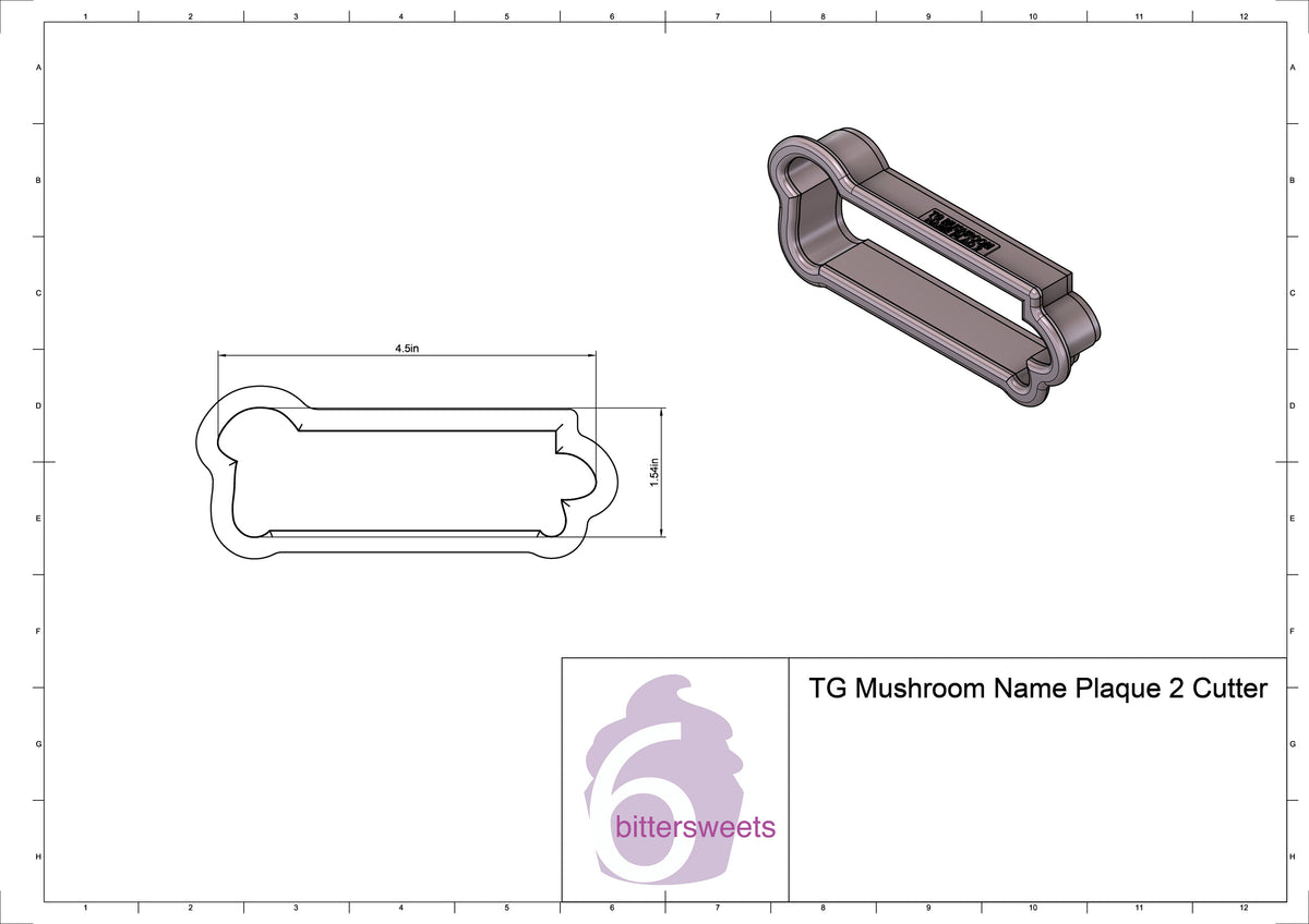 Thanksgiving Mushroom Name Plaque 2 Cookie Cutter