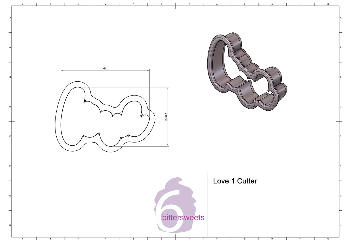 DIGITAL STL Download For Love 1 Lettered Cookie Cutter