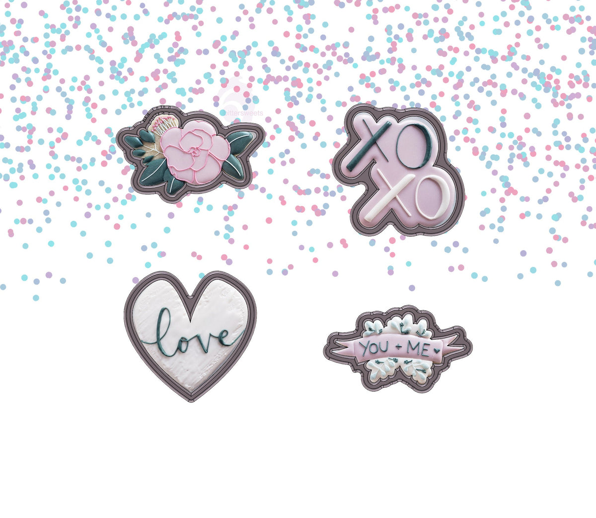 DIGITAL STL Download For Virginia Rose Valentine&#39;s Day Class Cookie Cutter Set