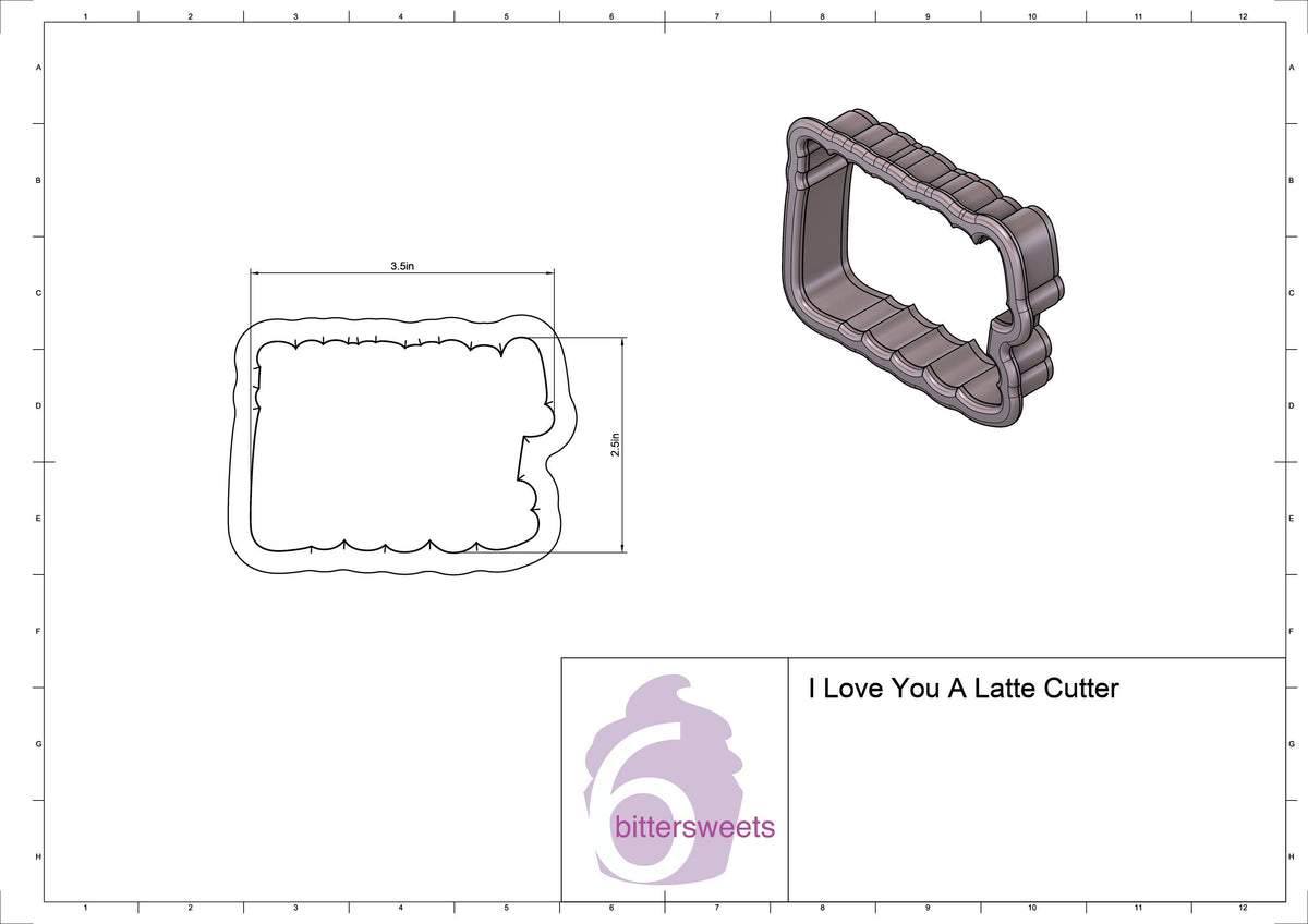 DIGITAL STL Download For I Love You A Latte Lettered Cookie Cutter
