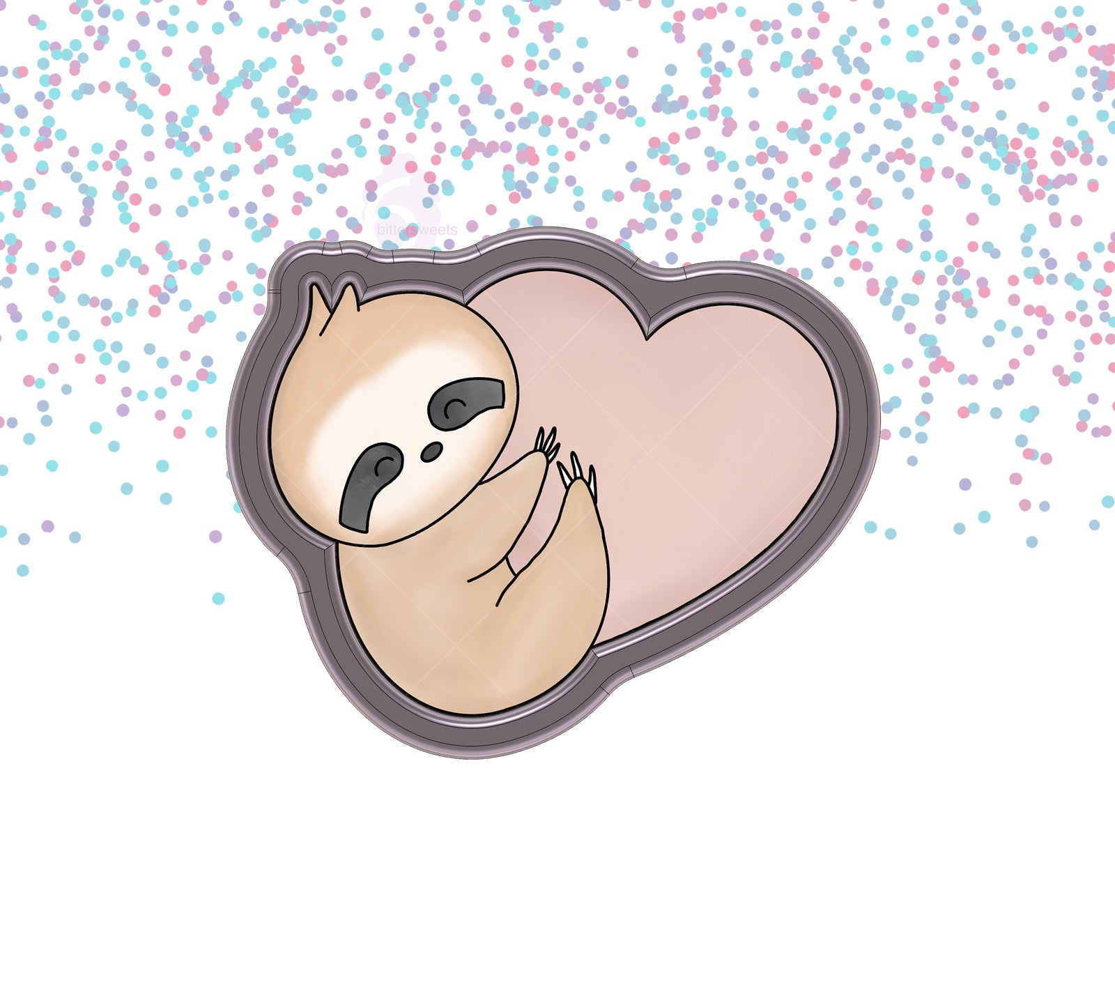 DIGITAL STL Download For Cute Sloth With Heart 1 Cookie Cutter
