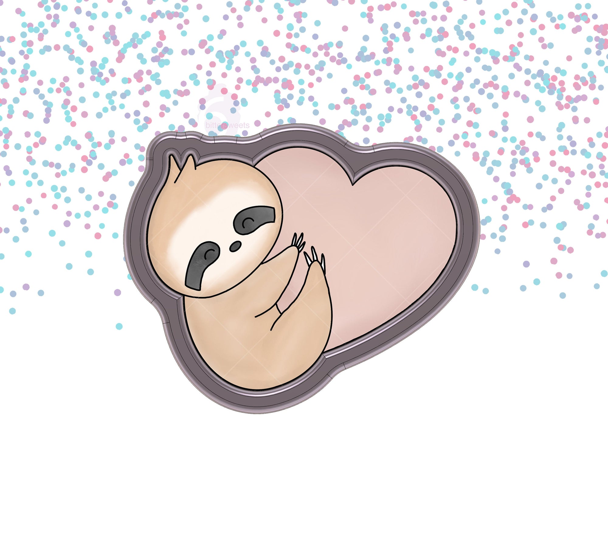 Cute Sloth With Heart 1 Cookie Cutter