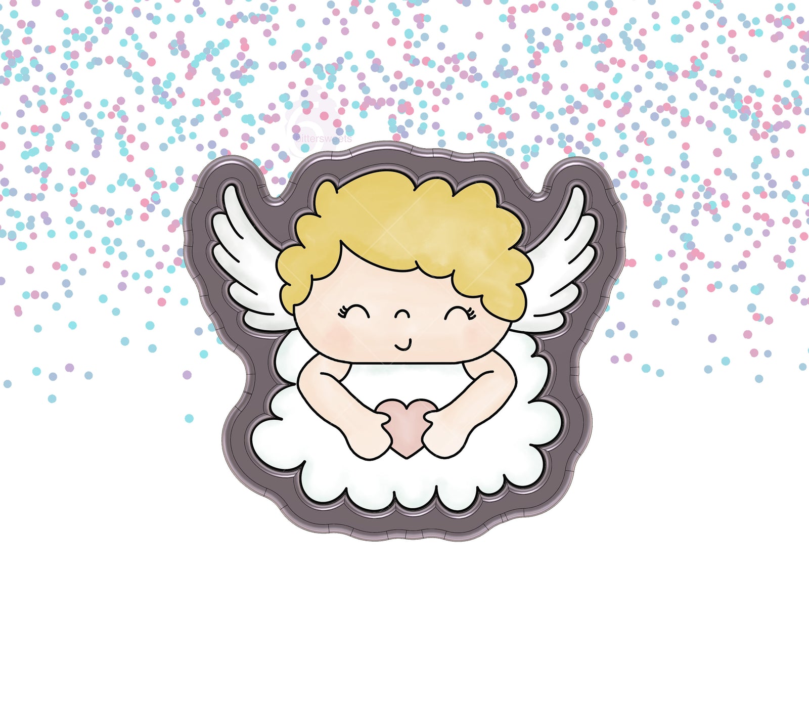 DIGITAL STL Download For Cute Cupid On Cloud Cookie Cutter