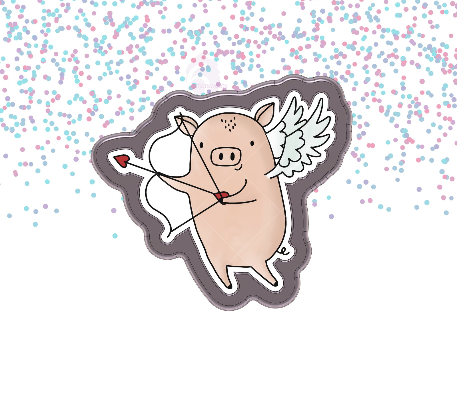 Cute Cupid Pig Cookie Cutter