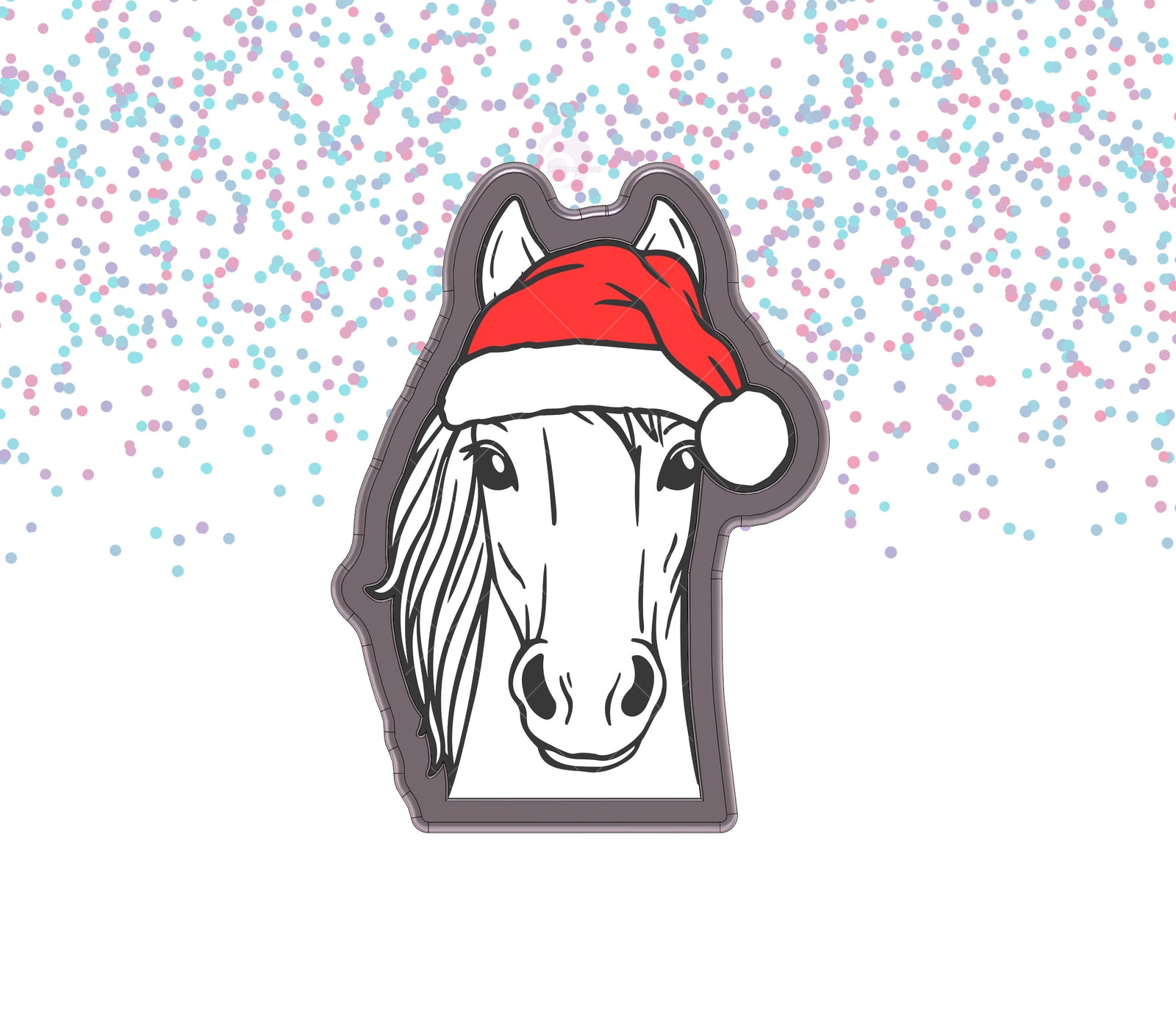 Horse With Santa Hat Cookie Cutter