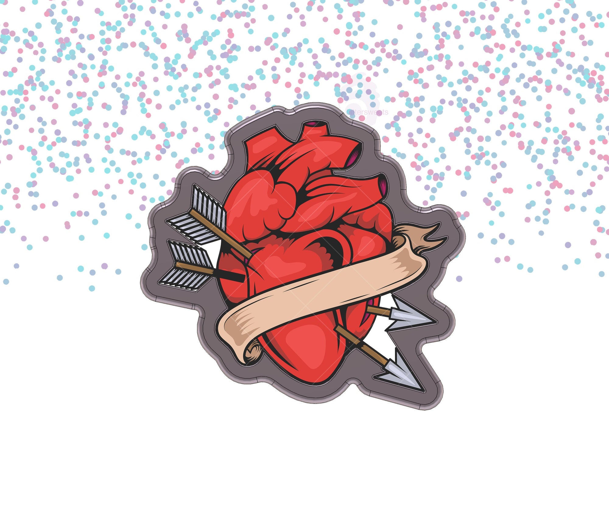 Heart Banner With Arrows Cookie Cutter