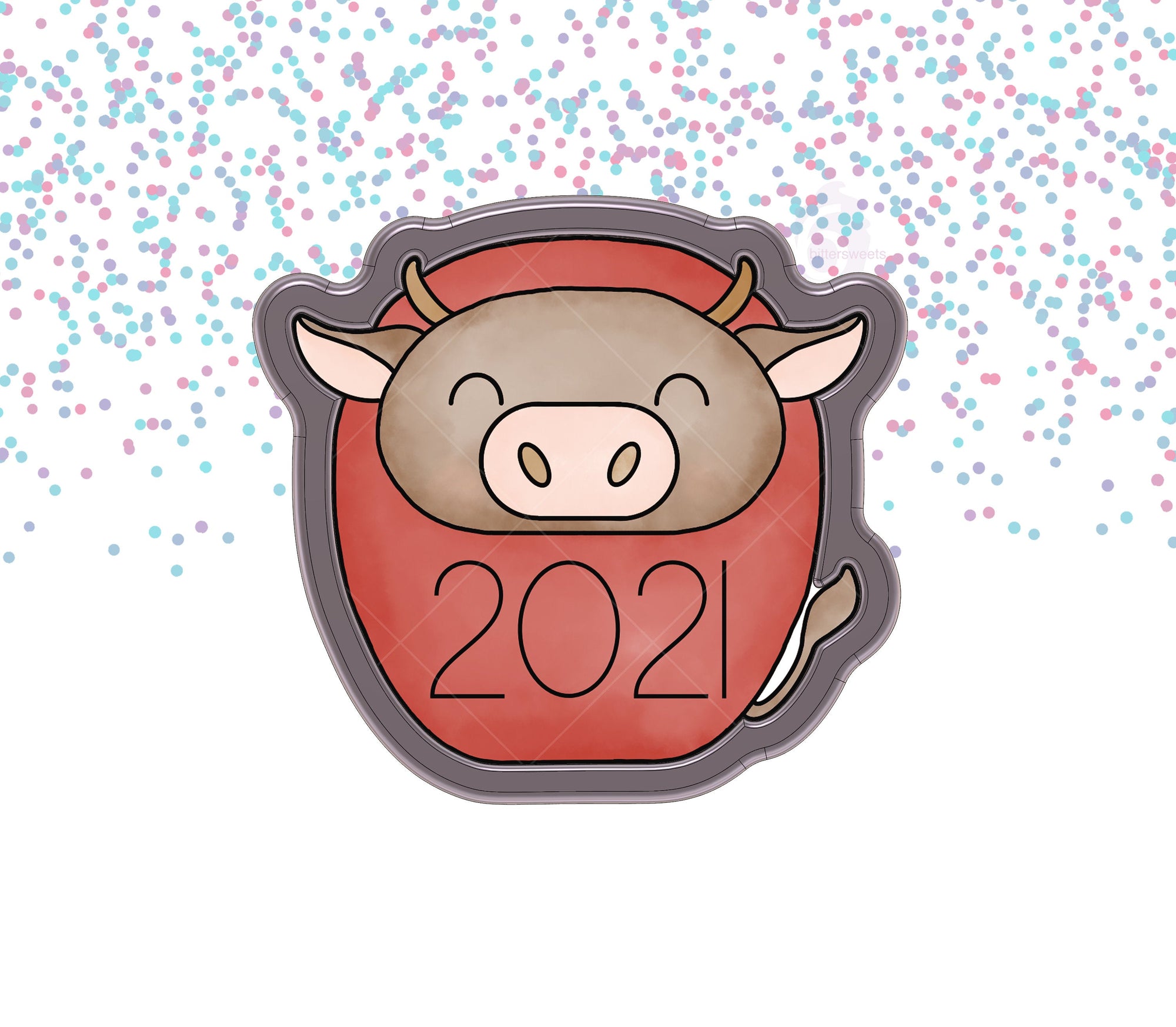 DIGITAL STL Download For Cute Chinese New Year Ox 1 Cookie Cutter