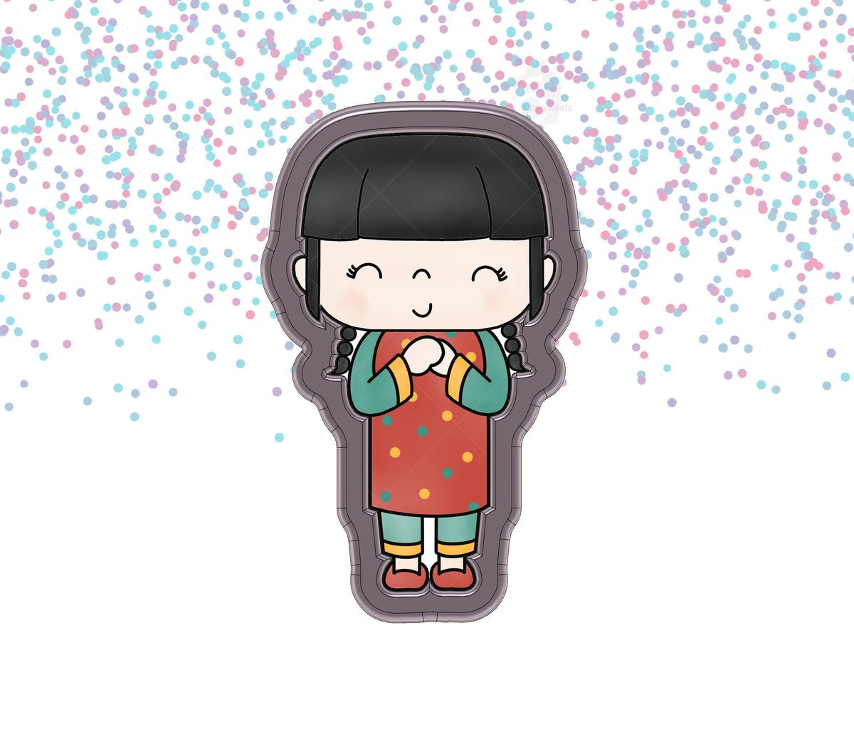 DIGITAL STL Download For Cute Chinese New Year Girl 1 Cookie Cutter
