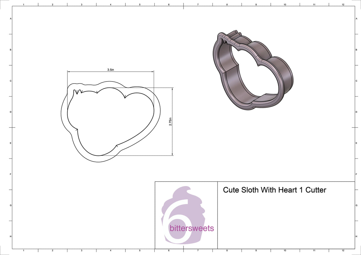 Cute Sloth With Heart 1 Cookie Cutter