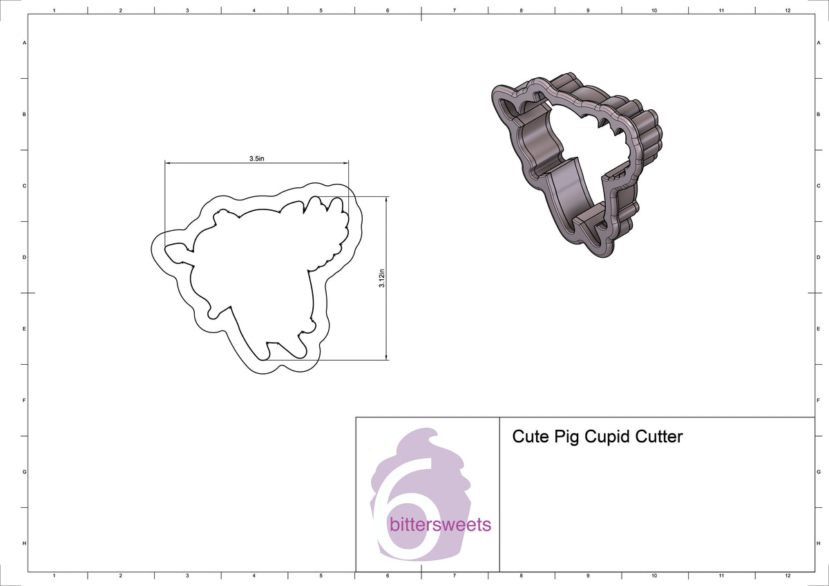 Cute Cupid Pig Cookie Cutter