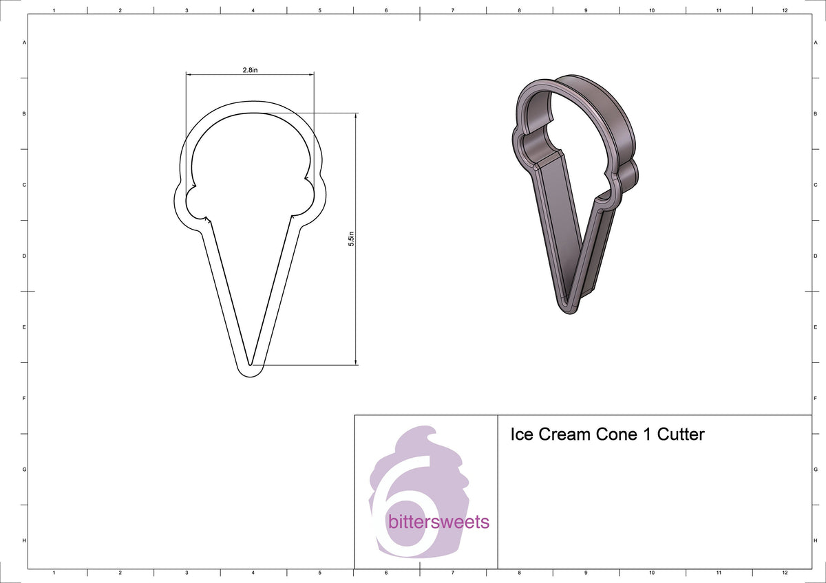 DIGITAL STL Download For Ice Cream Cone 1 Cookie Cutter