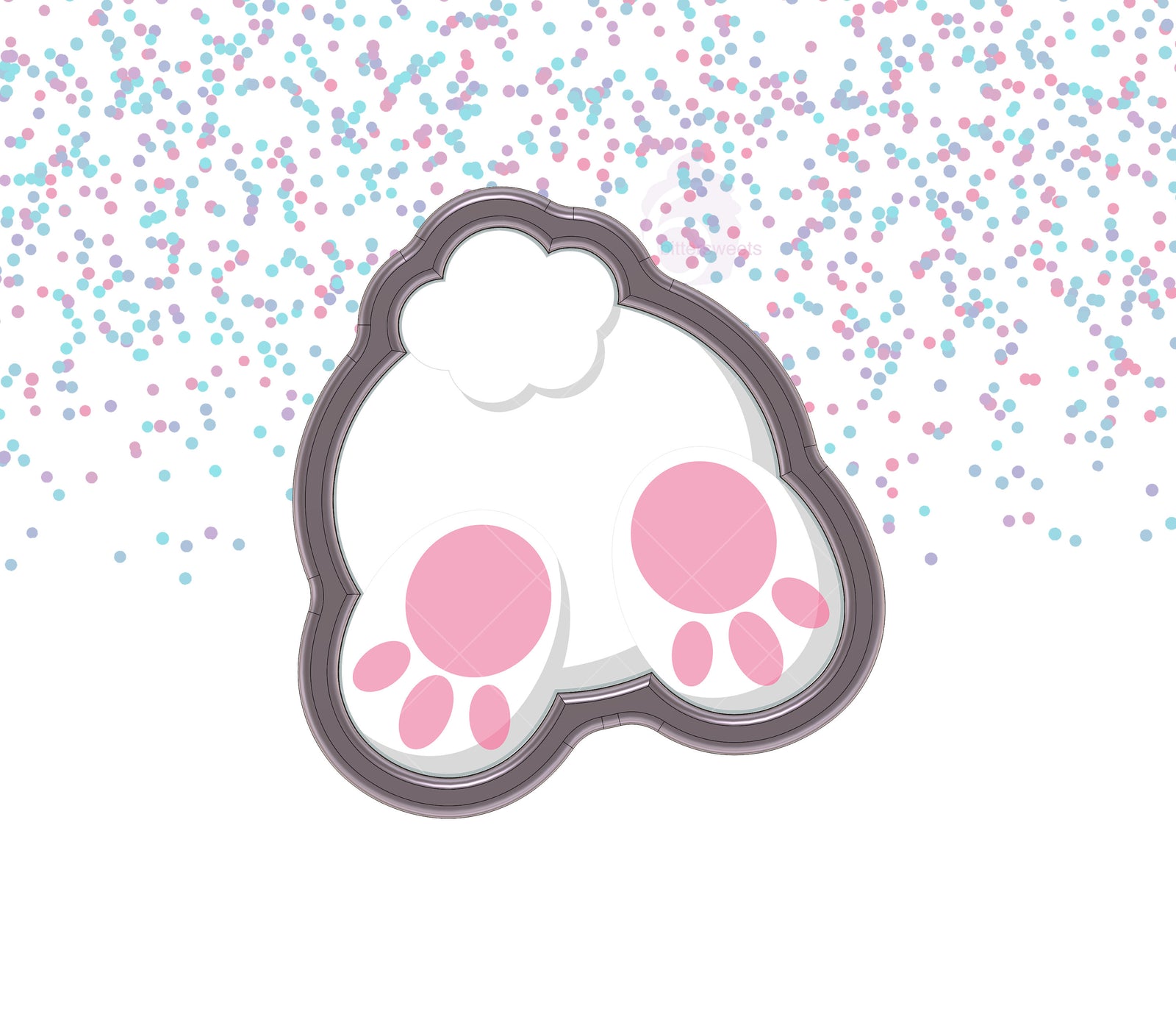 DIGITAL STL Download For Easter Bunny Butt 1 Cookie Cutter