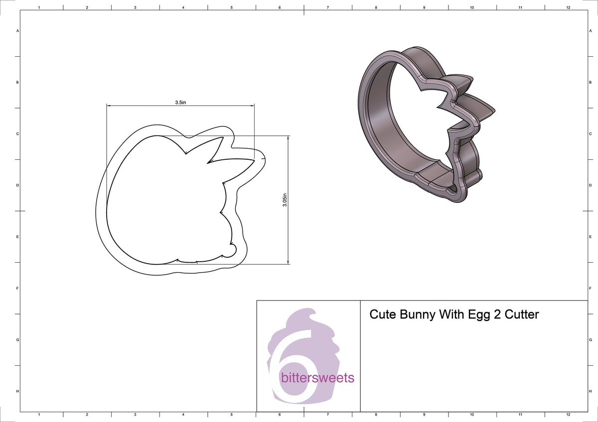DIGITAL STL Download For Cute Bunny With Easter Egg 2 Cookie Cutter