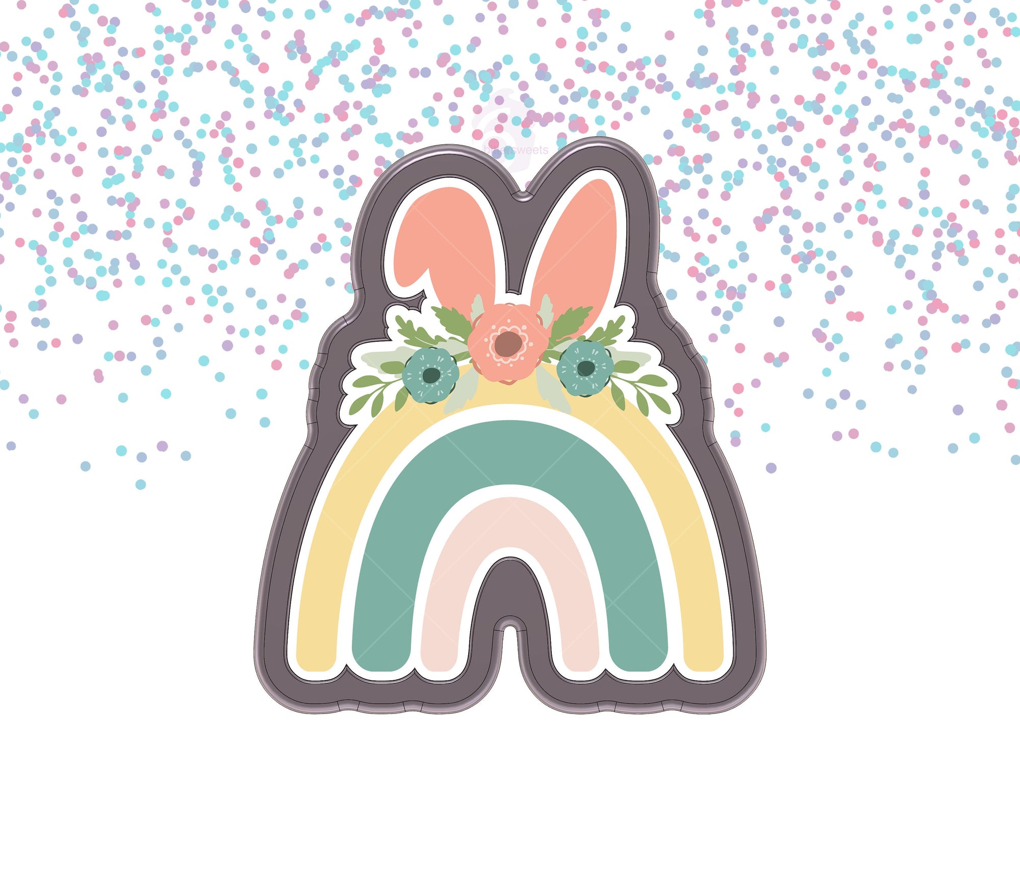 Floral Bunny Ears Rainbow Cookie Cutter