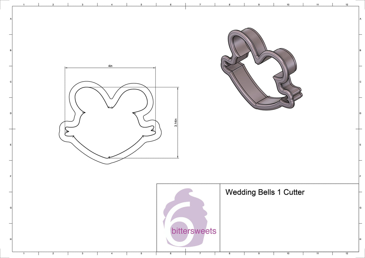 DIGITAL STL Download For Wedding Bells 1 Cookie Cutter