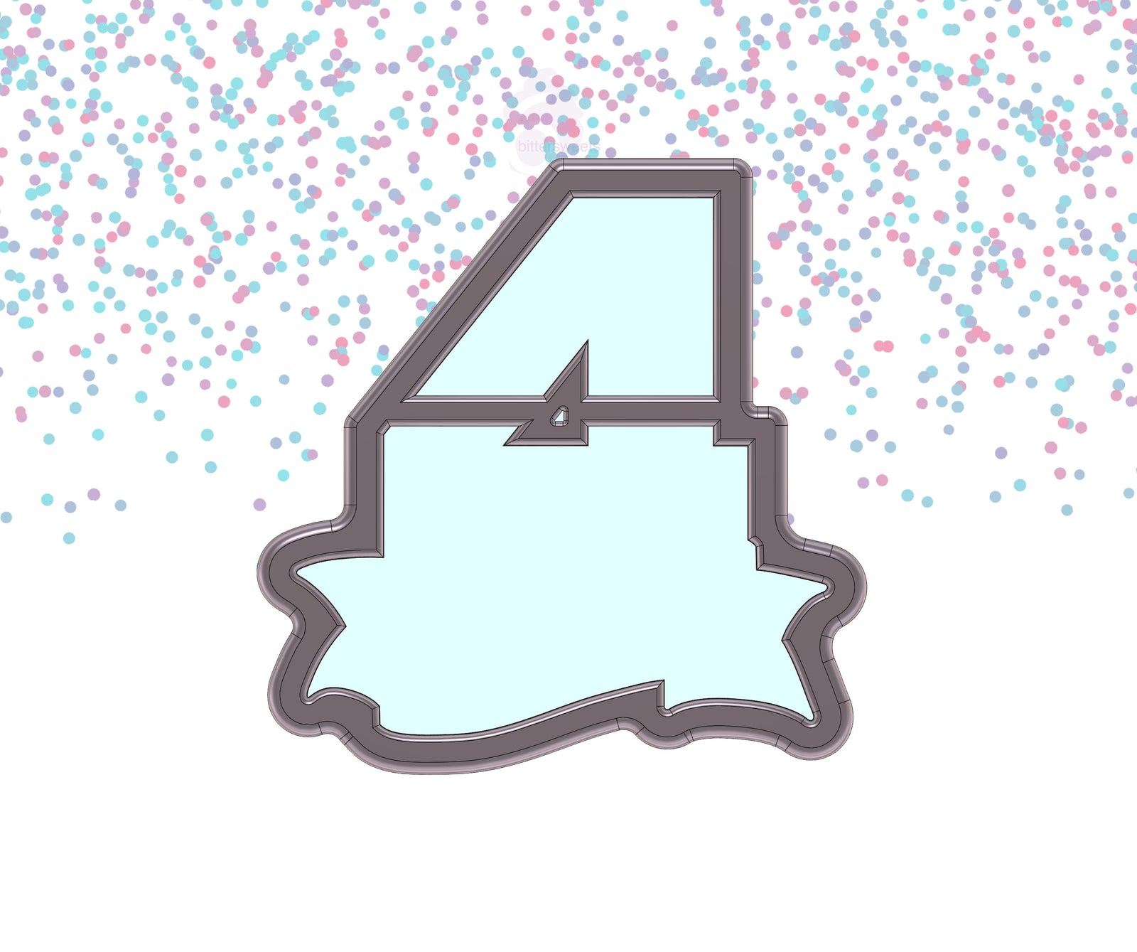 DIGITAL STL Download For Number 4 Banner Cookie Cutter