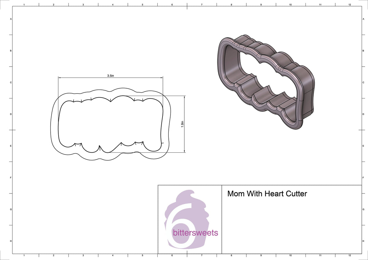 Mom With Heart Lettered Cookie Cutter