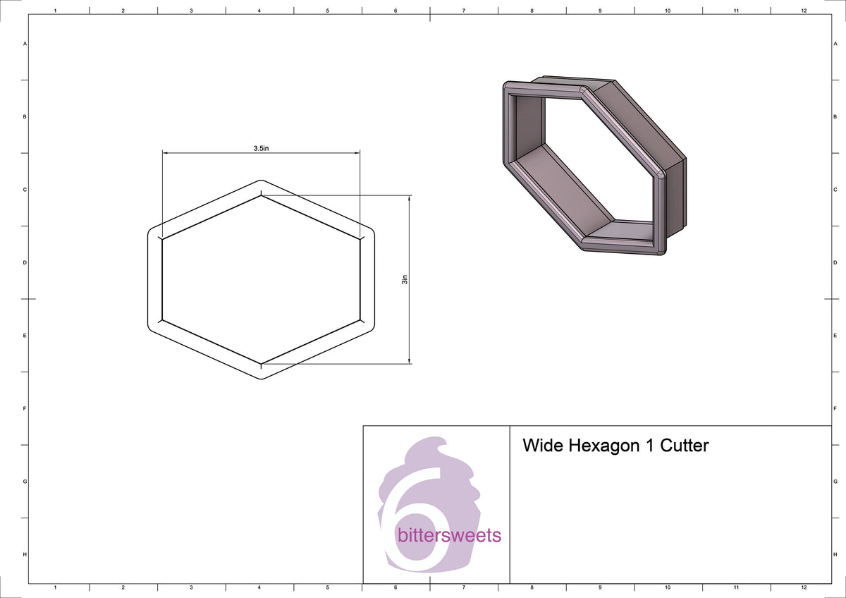 DIGITAL STL Download For Wide Hexagon Plaque 1 Cookie Cutter