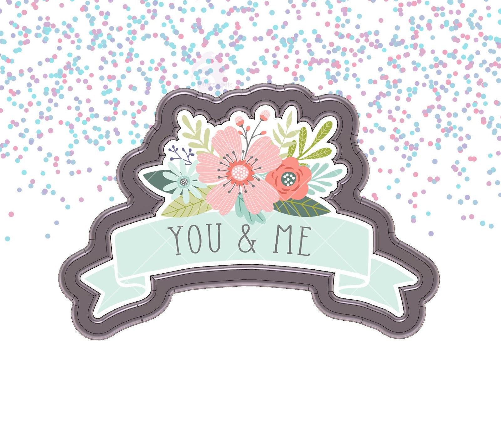 DIGITAL STL Download For Floral Banner Plaque 2 Cookie Cutter