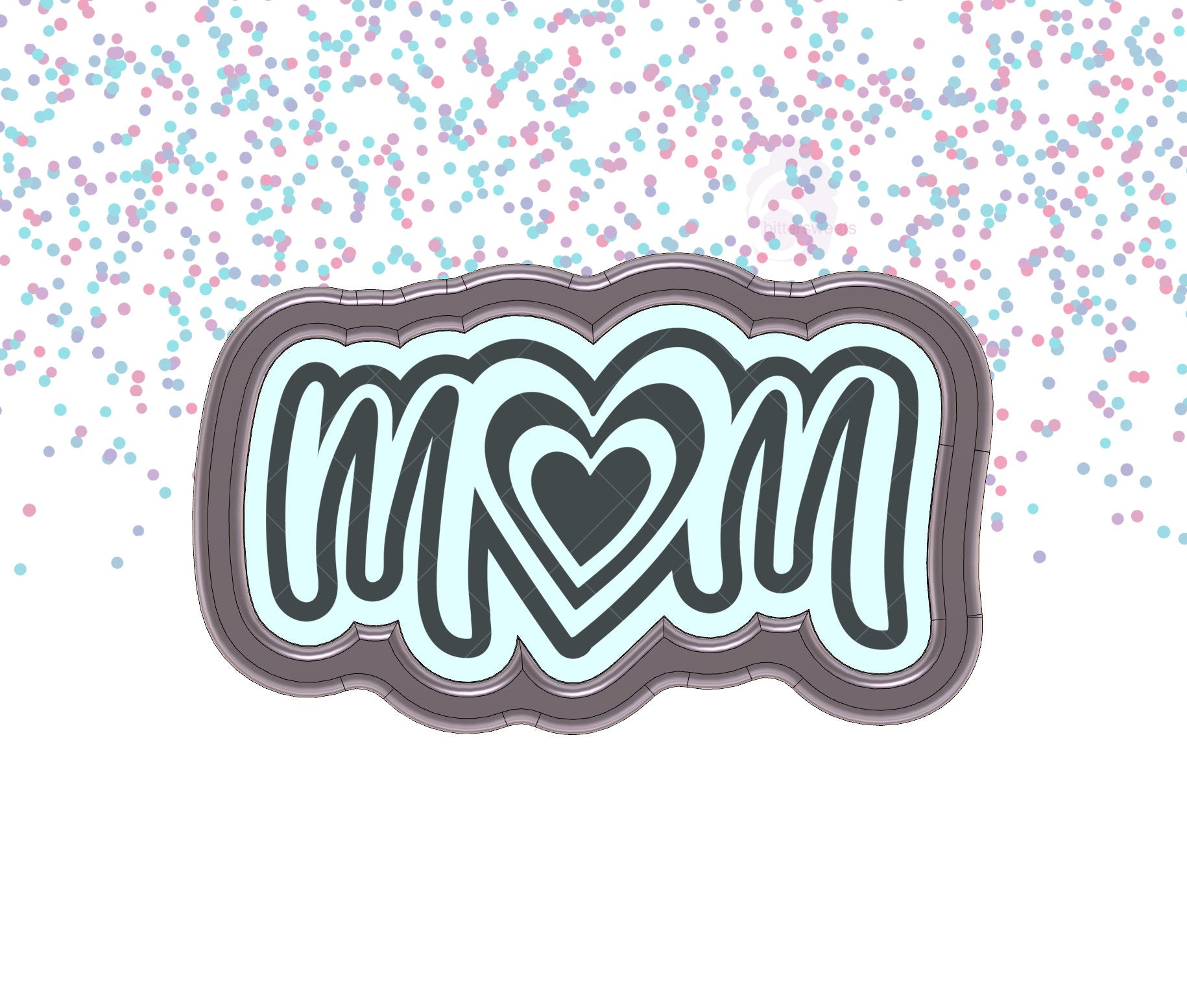 DIGITAL STL Download For Mom With Heart Lettered Cookie Cutter