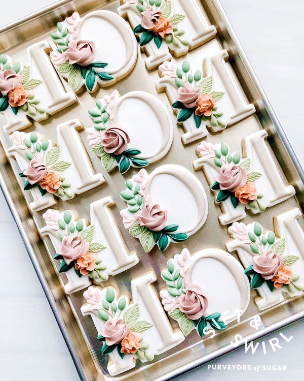 Floral Initial Cookie set