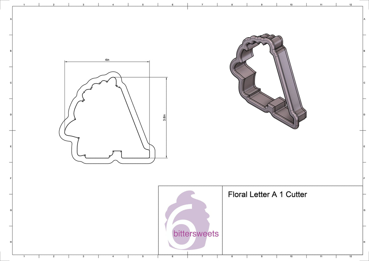 Floral Letter A 1 Cookie Cutter