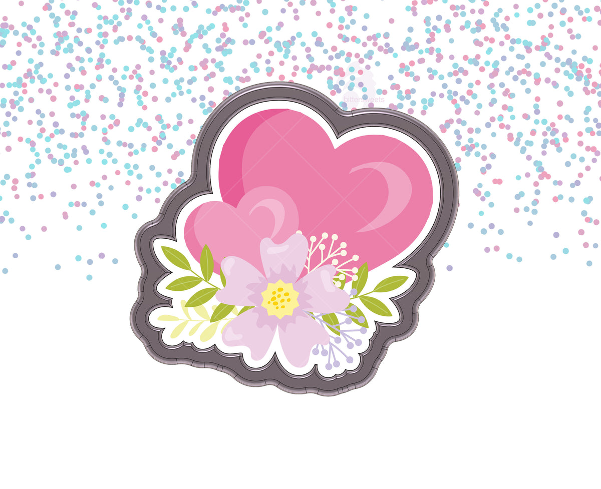 Floral Hearts Plaque 1 Cookie Cutter